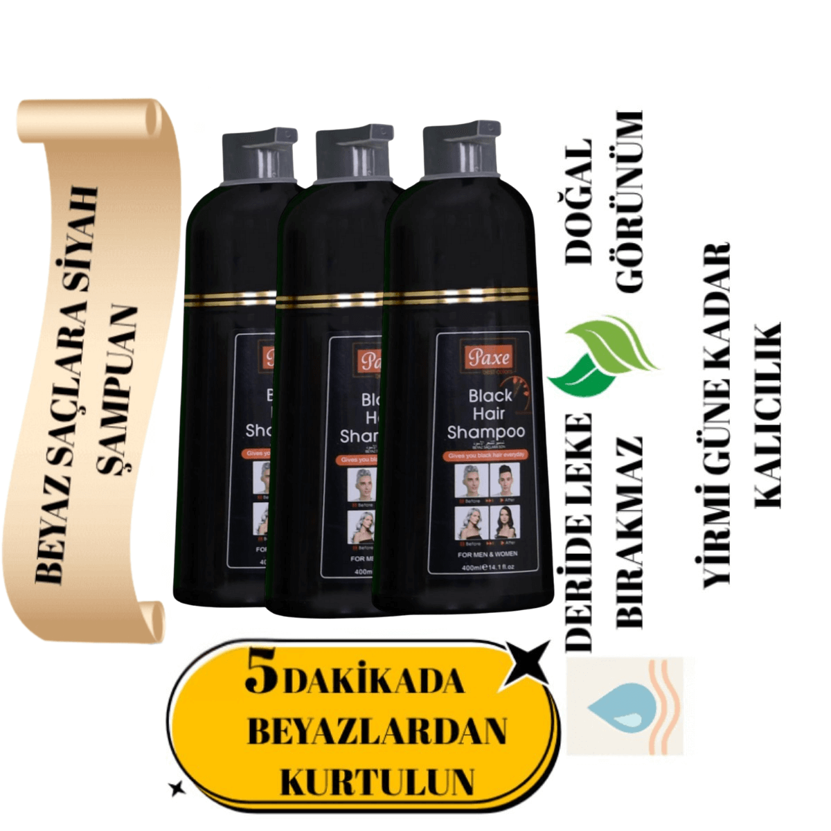 Paxe 3'lü Black Hair Shampoo 400 ml