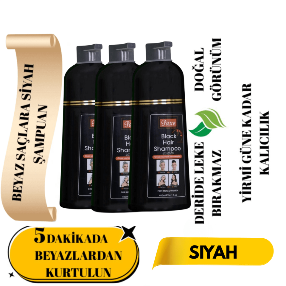 Paxe 3'lü Black Hair Shampoo 400 ml
