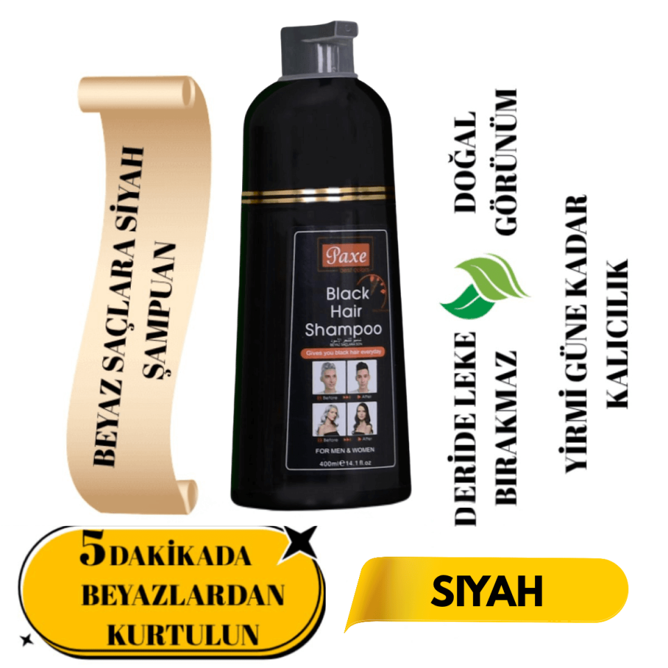 Paxe Black Hair Shampoo 400 ml -Beyaz Saçlar İçin Kapatıcı