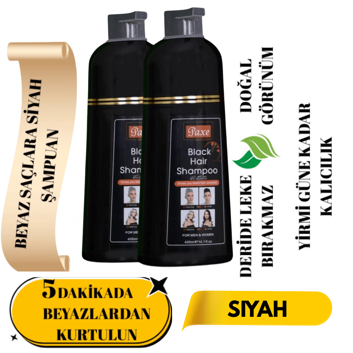 Paxe 2'li Black Hair Shampoo 400 ml