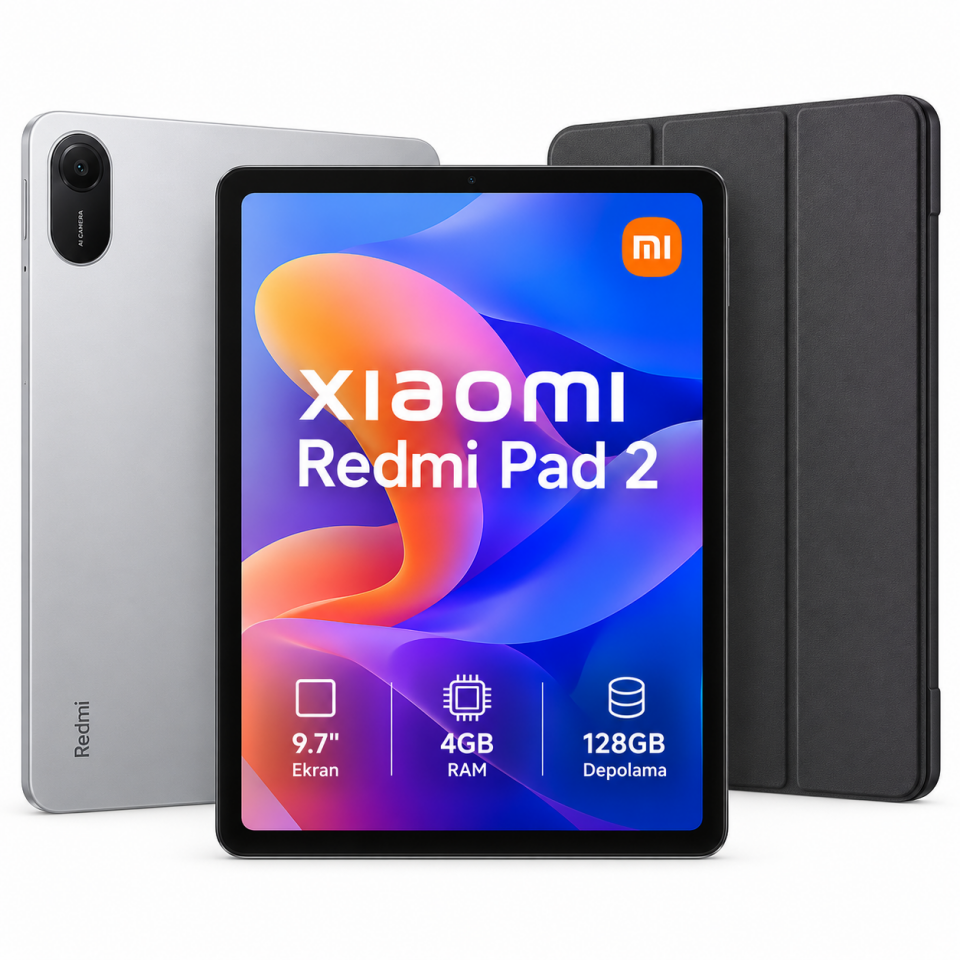 Xiaomi Redmi Pad 2 9.7 4GB+128GB Gümüş Tablet Kılıflı (Xiaomi Türkiye Garantili)
