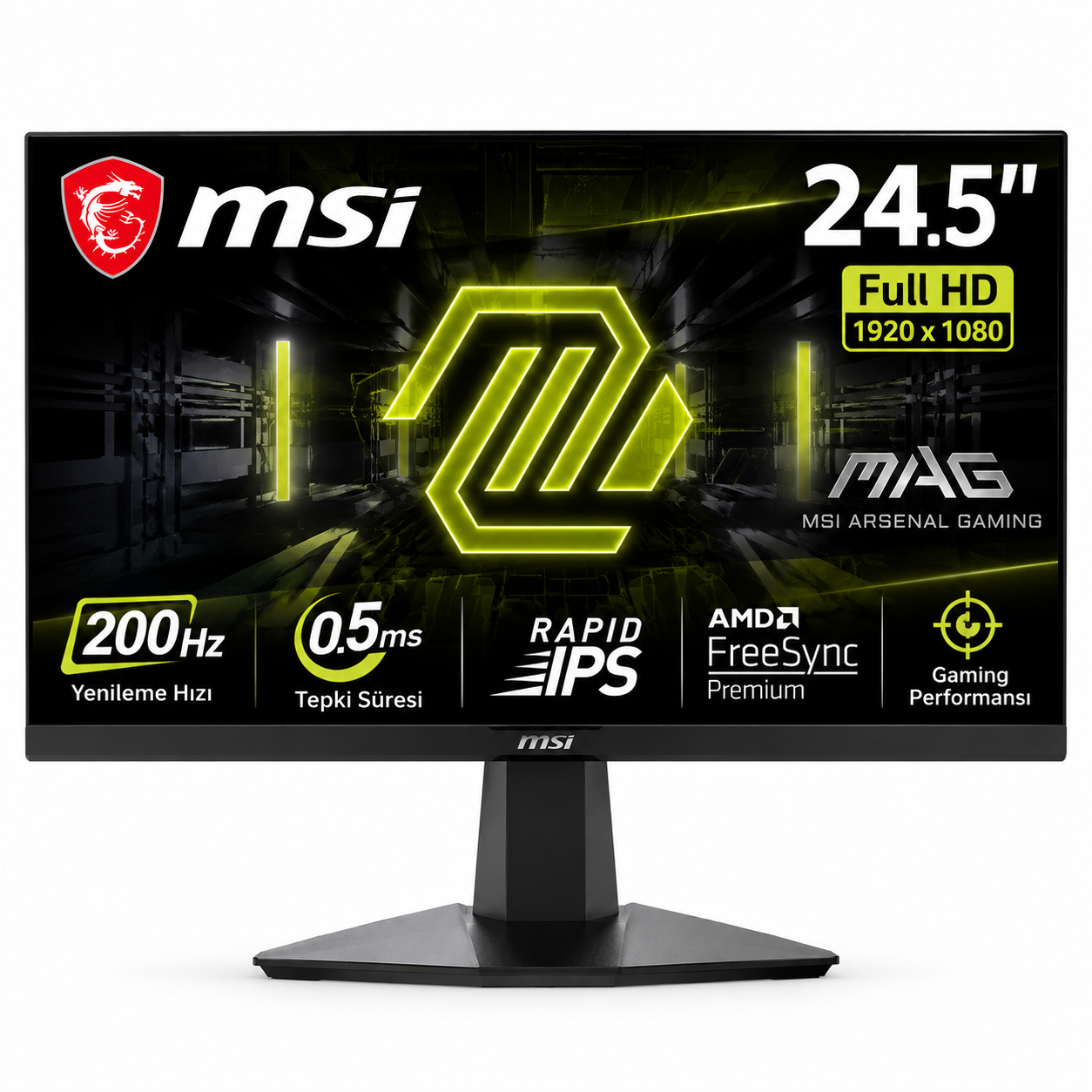 MSI MAG 255F E20 24.5 İnç 200Hz 0.5ms Full HD FreeSync Premium Rapid IPS Gaming Monitör